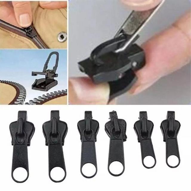 Black Zipper Pull 6pcs Heavy Zip Fixer Zipper Puller Set Detachable Zip  Slider Repair Kit Multifunctional